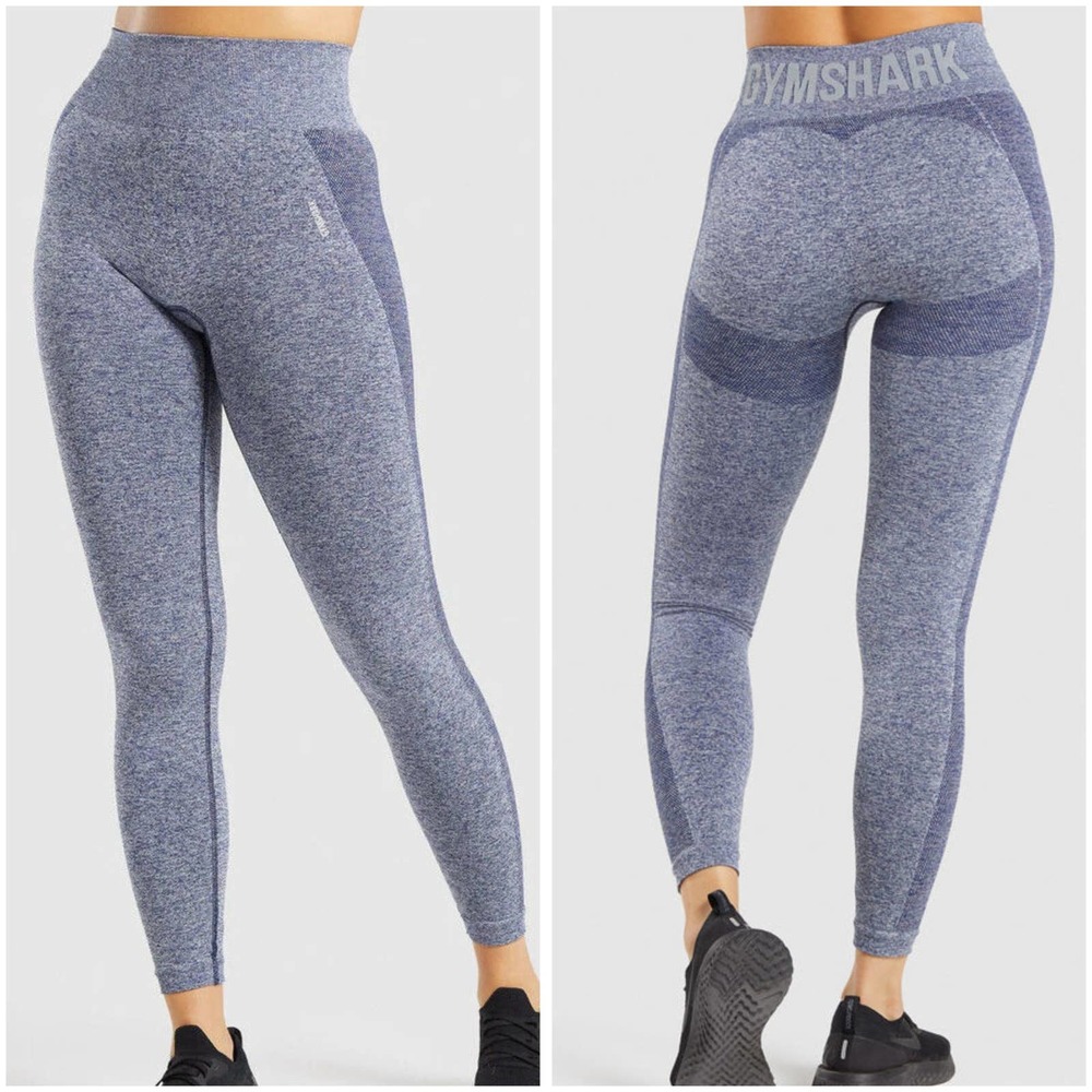 GymShark High waisted Flex leggings L gray purple blue seamless contour yoga